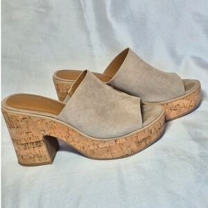 Universal Thread cork heel slip on mule sandals beige womens 8